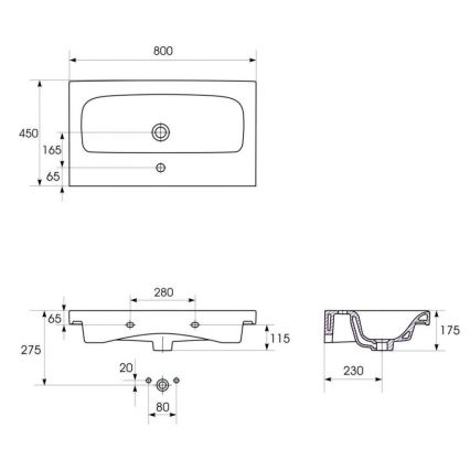 Cersanit S801-221-DSM - Viseći kupatilski ormarić sa umivaonikom MODUO 80x45 cm sjajna bela