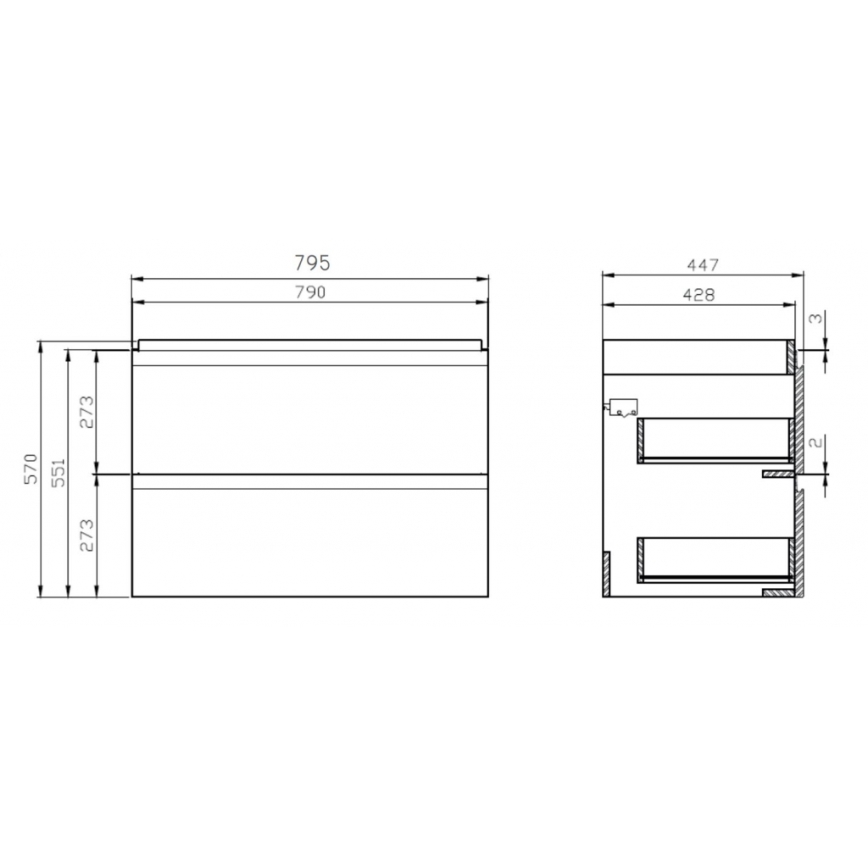 Cersanit S801-221-DSM - Viseći kupatilski ormarić sa umivaonikom MODUO 80x45 cm sjajna bela