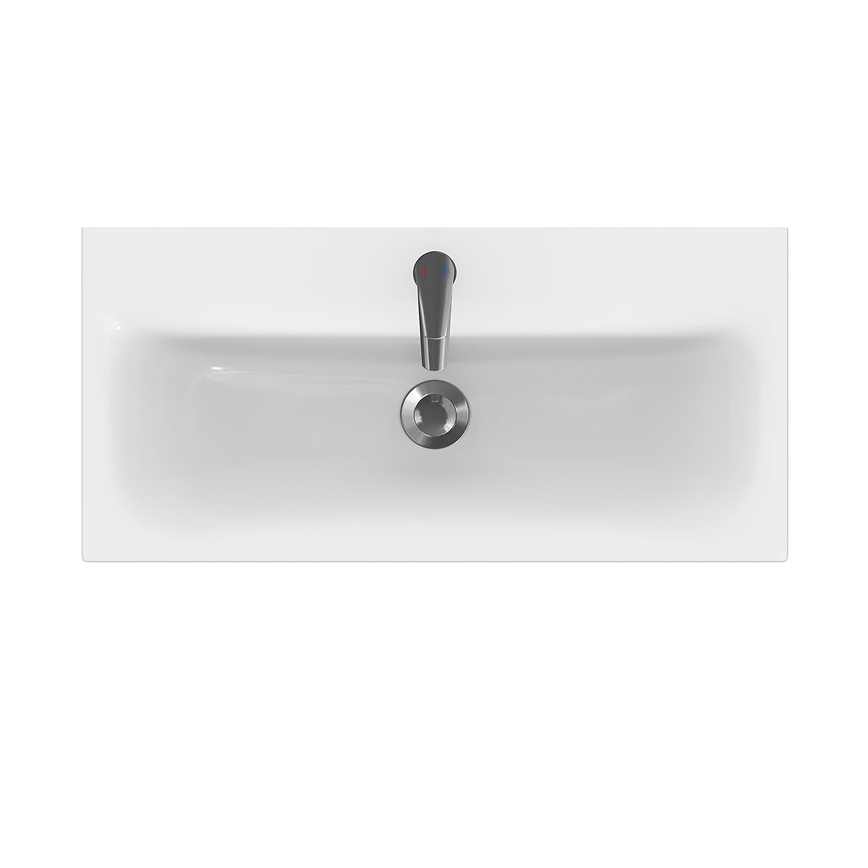 Cersanit S801-225-DSM - Zidni kupatilski ormarić sa umivaonikom MODUO SLIM 80x38 cm u sjajnoj beloj boji