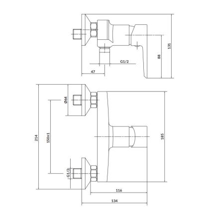 Cersanit S951-031 - MILLE tuš baterija, sjajni hrom