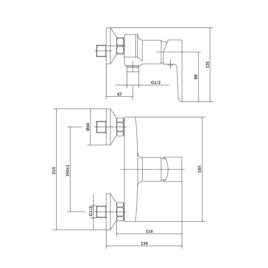 Cersanit S951-031 - MILLE tuš baterija, sjajni hrom
