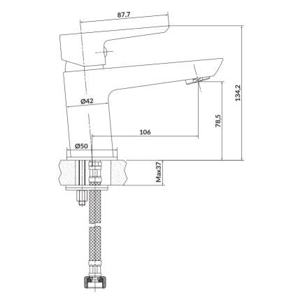 Cersanit S951-045 - Slavina za lavabo MILLE 13,4 cm sjajni krom + gornji deo sifona
