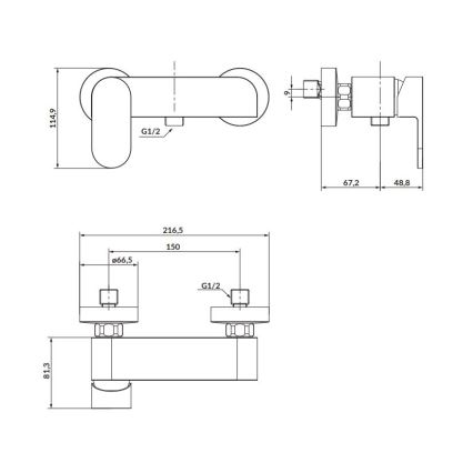Cersanit S951-321 - Tuš baterija CREA crna