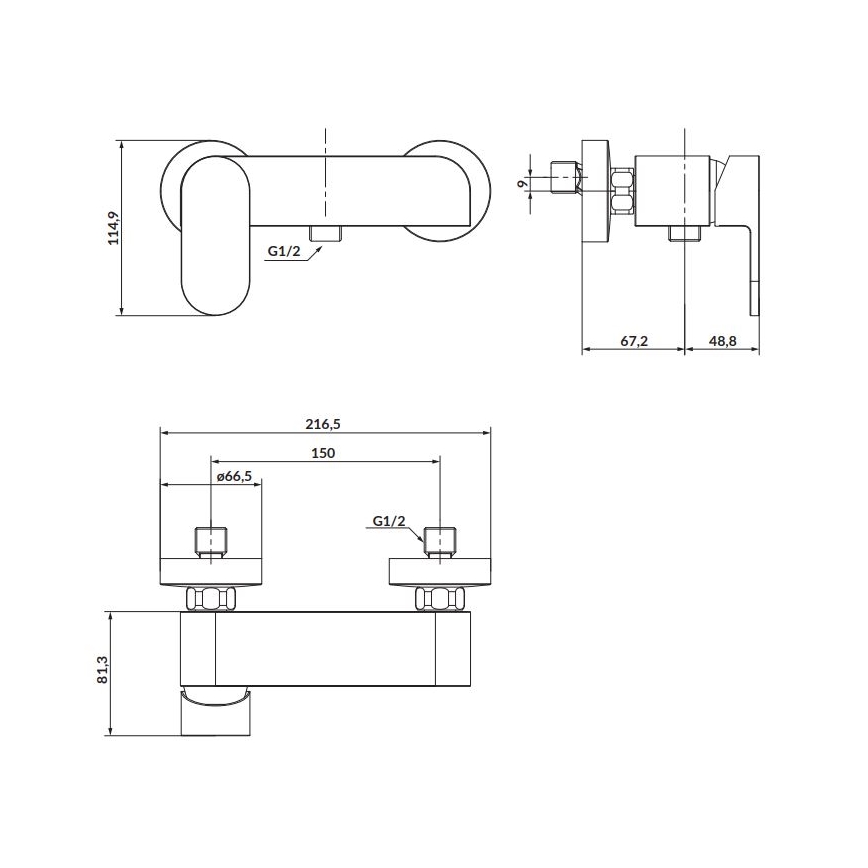 Cersanit S951-324 - Tuš baterija CREA, nikl