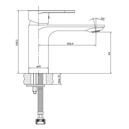 Cersanit S951-331 - Slavina za lavabo CREA 14,3 cm crno