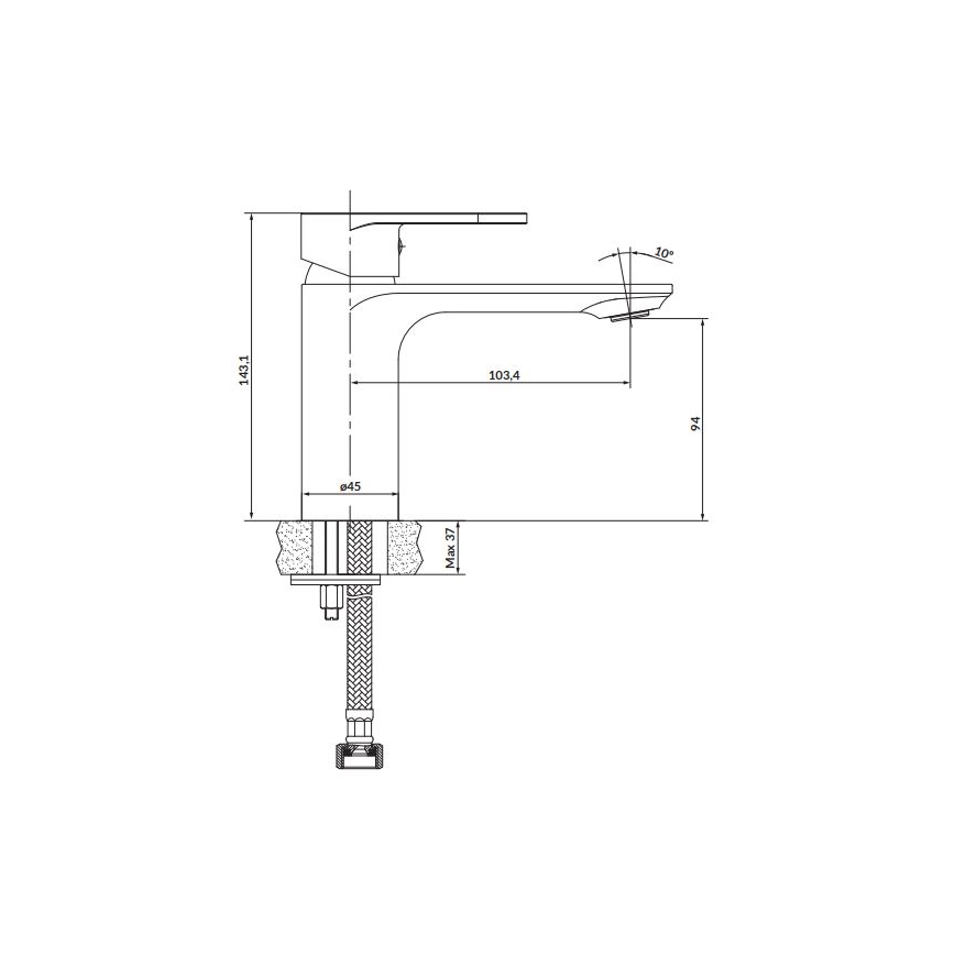 Cersanit S951-331 - Slavina za lavabo CREA 14,3 cm crno