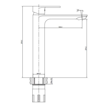 Cersanit S951-332 - Slavina za lavabo CREA 27,4 cm crno