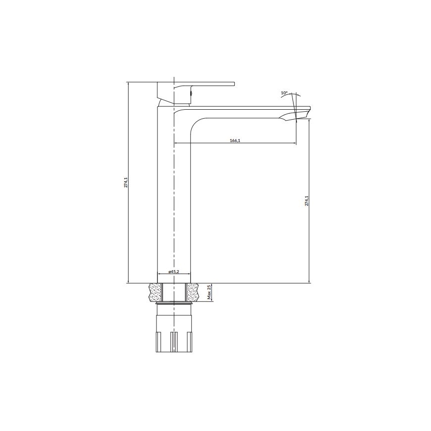 Cersanit S951-332 - Slavina za lavabo CREA 27,4 cm crno