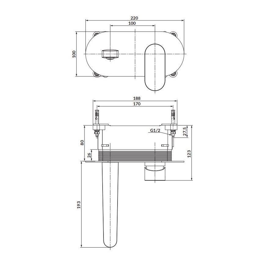 Cersanit S951-333 - Kupaonska baterija za kadu za podžbuknu instalaciju CREA crna
