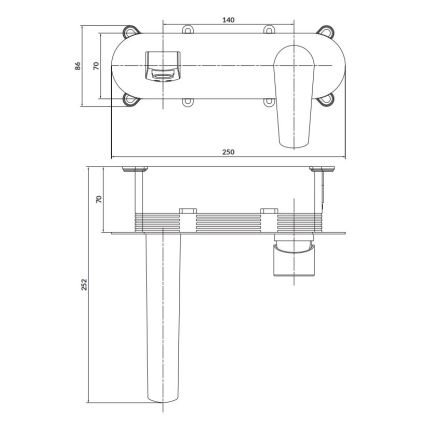 Cersanit S951-337 - Baterija za kadu za podžbuknu instalaciju MODUO sjajni hrom
