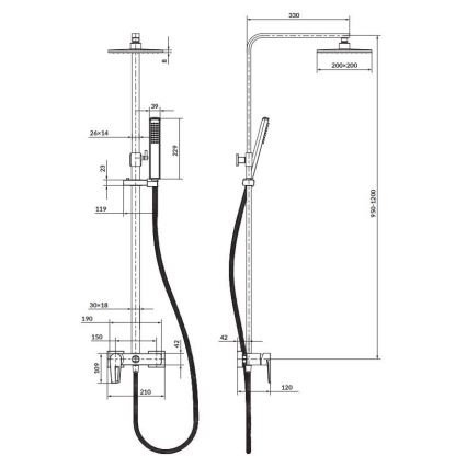 Cersanit S951-339 - Komplet za tuširanje MILLE, sjajni hrom