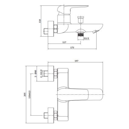 Cersanit S951-344 - Baterija za kadu CITY sjajni hrom