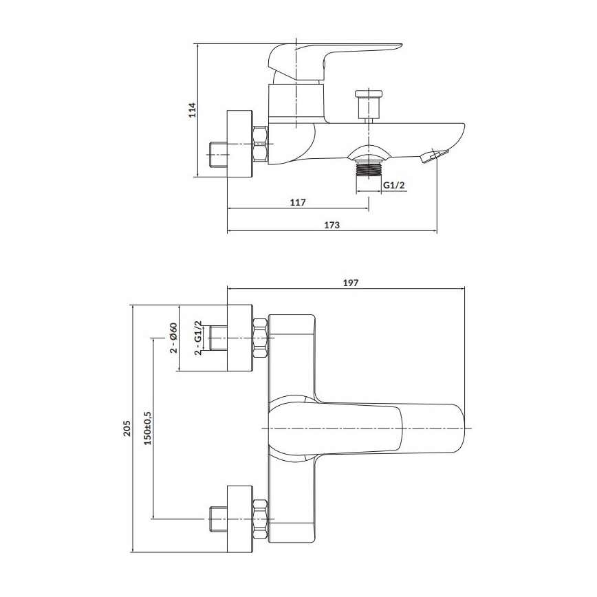 Cersanit S951-344 - Baterija za kadu CITY sjajni hrom