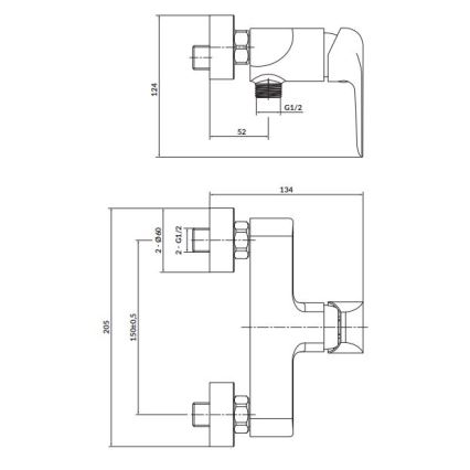 Cersanit S951-352 - Tuš baterija CITY polirani hrom