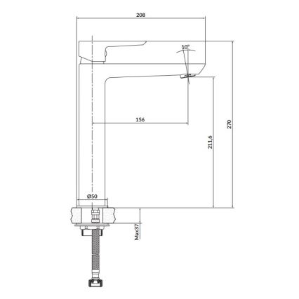 Cersanit S951-354 - Slavina za lavabo MILLE 27 cm sjajni krom + gornji deo sifona