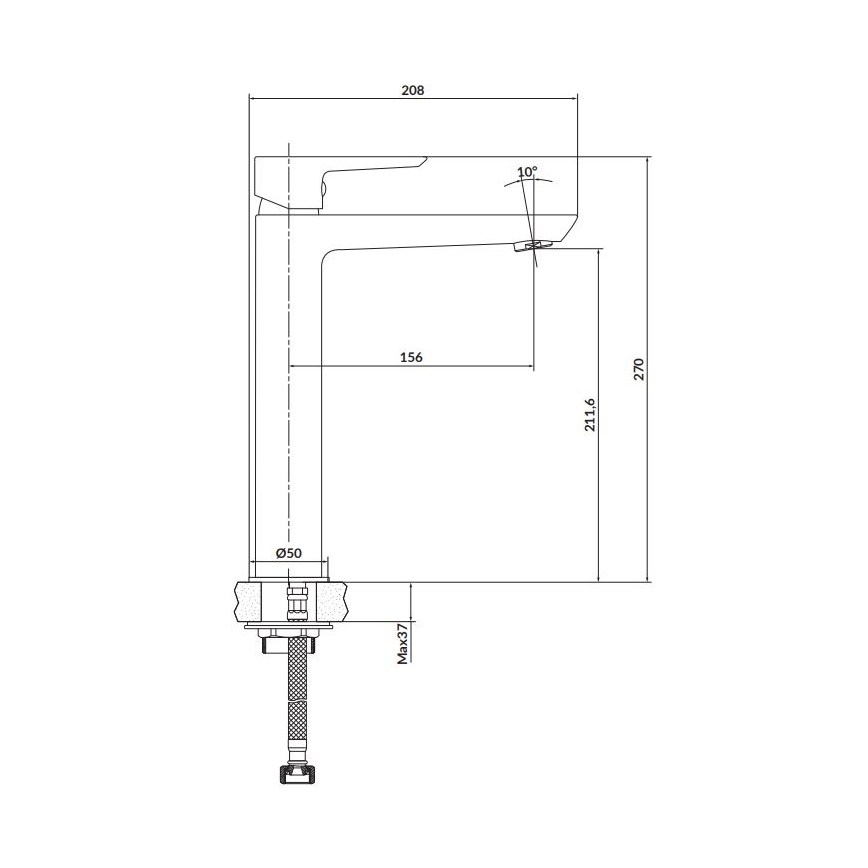 Cersanit S951-354 - Slavina za lavabo MILLE 27 cm sjajni krom + gornji deo sifona