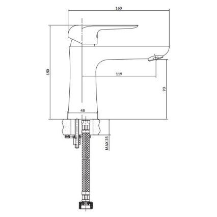 Cersanit S951-359 - Slavina za lavabo CITY 15 cm sjajni krom