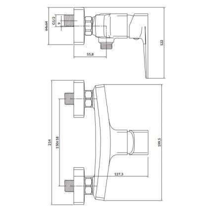 Cersanit S951-383 - Tuš baterija LARGA, sjajni hrom