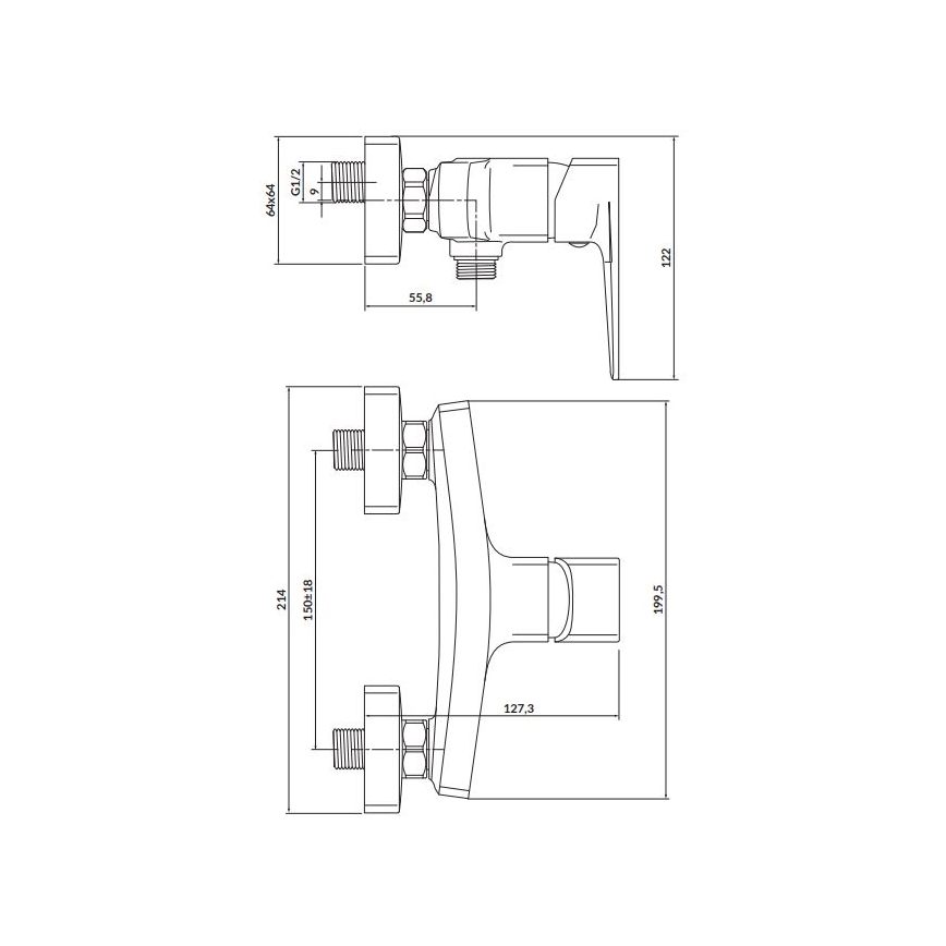 Cersanit S951-384 - Tuš baterija LARGA zlatna