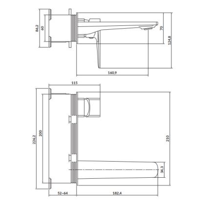 Cersanit S951-385 - Baterija za umivaonik za podžbuknu instalaciju LARGA crna