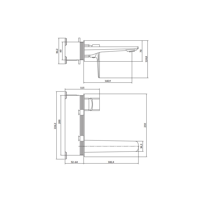 Cersanit S951-385 - Slavina za lavabo za skrivenu instalaciju LARGA crno
