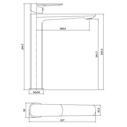 Cersanit S951-391 - Slavina za lavabo LARGA 29,5 cm crno