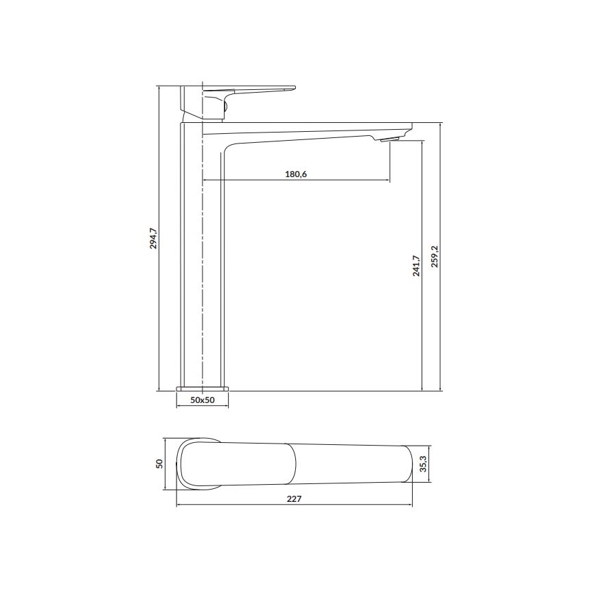 Cersanit S951-391 - Slavina za lavabo LARGA 29,5 cm crno