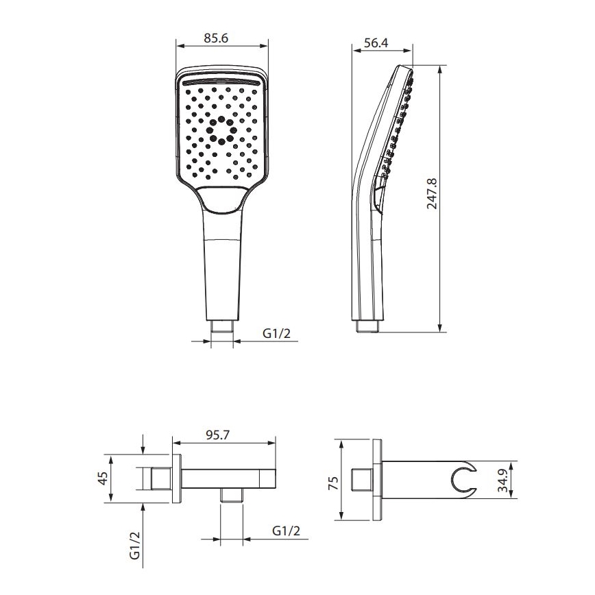 Cersanit S951-512 - Set za tuš LARGA sjajni hrom