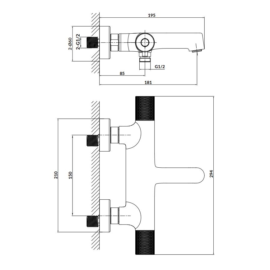 Cersanit S951-569 - Termostatska baterija za kadu ZEN crna