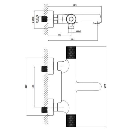 Cersanit S951-569 - Termostatska mešalica za kadu ZEN crno