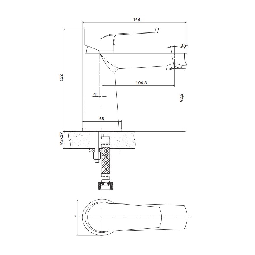 Cersanit S951-584 - Slavina za lavabo MODUO 15,2 cm crno