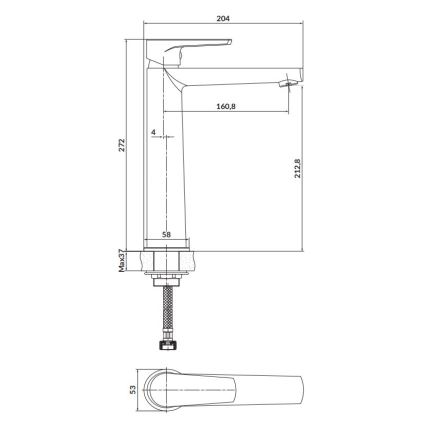 Cersanit S951-585 - Baterija za umivaonik MODUO 27,2 cm, crna