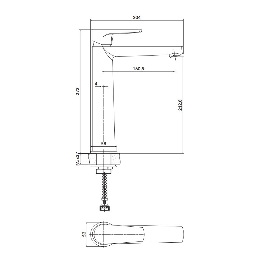 Cersanit S951-585 - Baterija za umivaonik MODUO 27,2 cm, crna