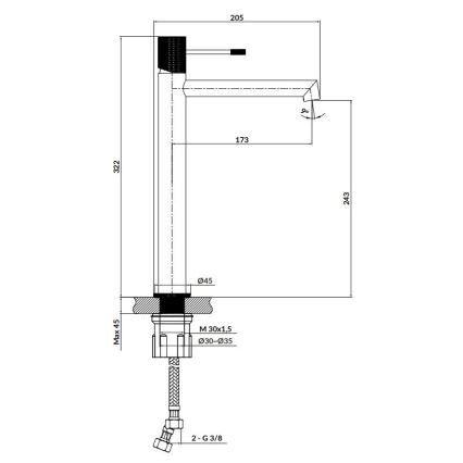 Cersanit S951-592 - Slavina za lavabo ZEN 32,2 cm sjajni krom