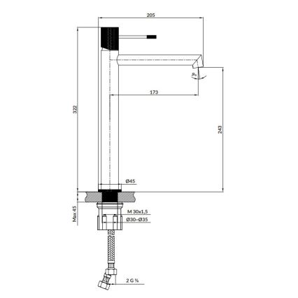 Cersanit S951-596 - Slavina za lavabo ZEN 32,2 cm crno