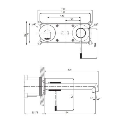 Cersanit S951-597 - Slavina za lavabo za skrivenu instalaciju ZEN crno