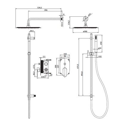 Cersanit S952-008 - Set za tuširanje sa ugradnom baterijom CREA, sjajni hrom