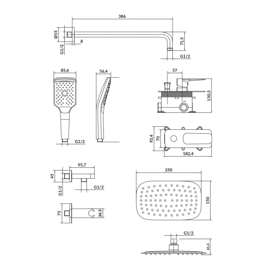 Cersanit S952-029 - Tuš set sa ugradnom baterijom LARGA, sjajni hrom