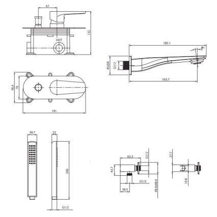 Cersanit S952-036 - Kupatilski set za kadu sa ugradnom baterijom CITY, sjajni hrom