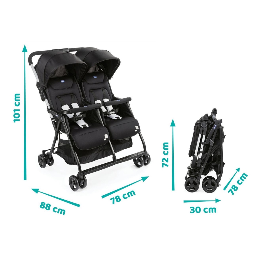 Chicco - Sportska kolica za blizance OHLALA TWIN Black Night crno