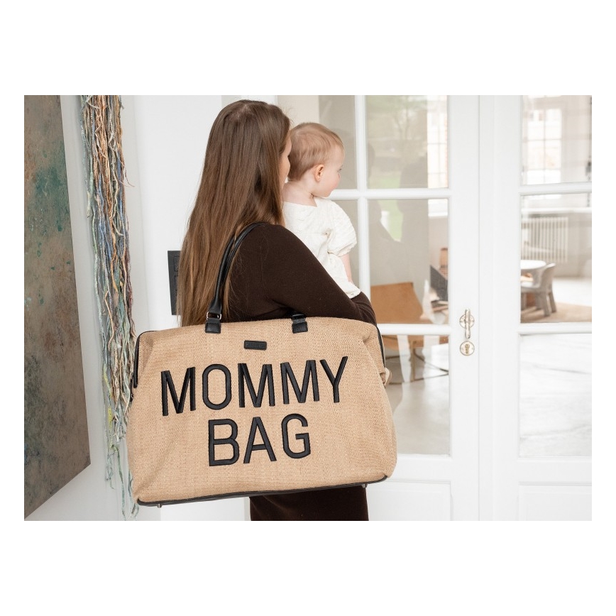 Childhome - Torba za previjanje MOMMY BAG RAFFIA LOOK bež