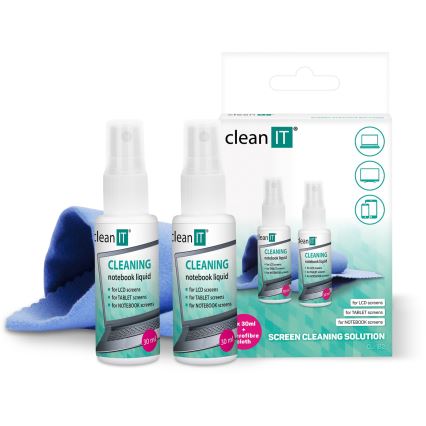 CLEAN IT CL-182 - Rastvor za čišćenje ekrana sa krpom 2x 30 ml