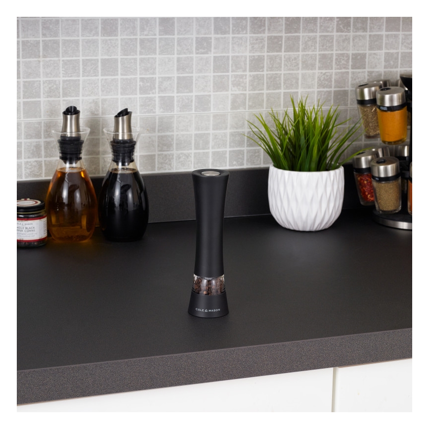 Cole&Mason - Električni mlin za so ili biber BURFORD 4xAAA 18 cm crna