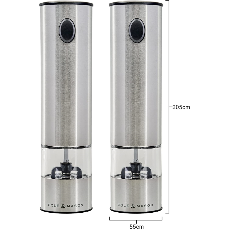 Cole&Mason - Set električnih mlinova za začine BATTERSEA 2 kom 6xAAA