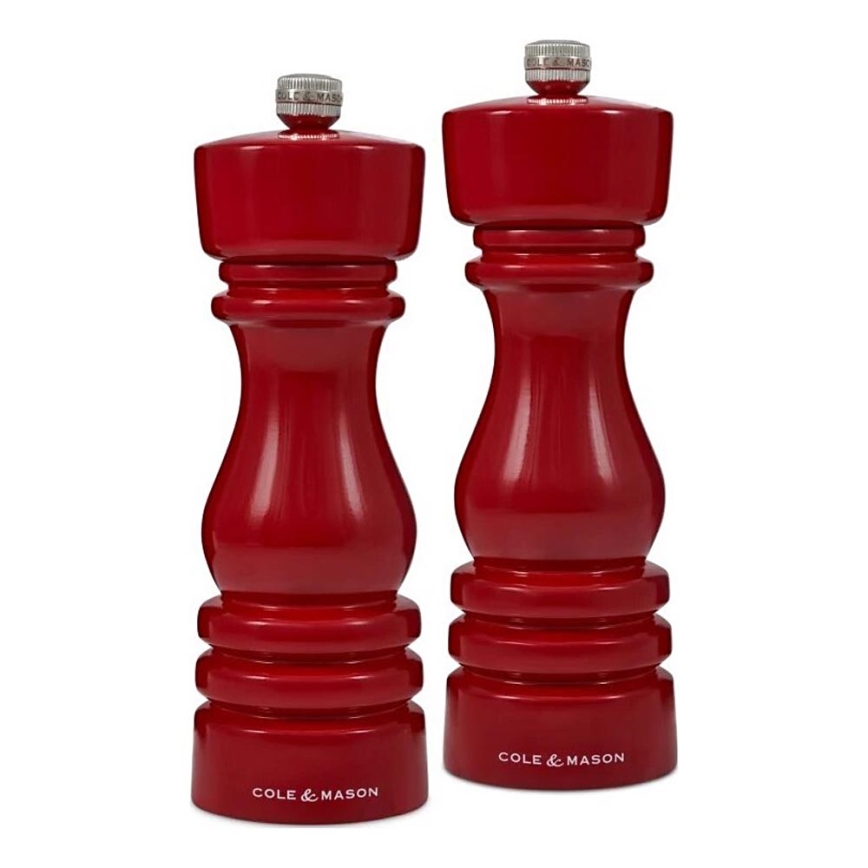 Cole&Mason - Set mlinova za so i biber LONDON 2 kom 18 cm bukva/crveno