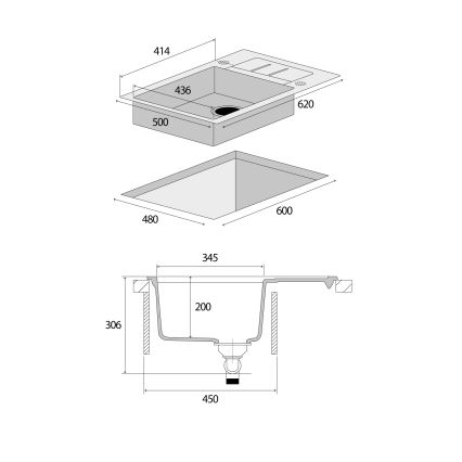 Concept DG05C45WH - Kuhinjski sudoper CUBIS 50x62 cm granit/bela