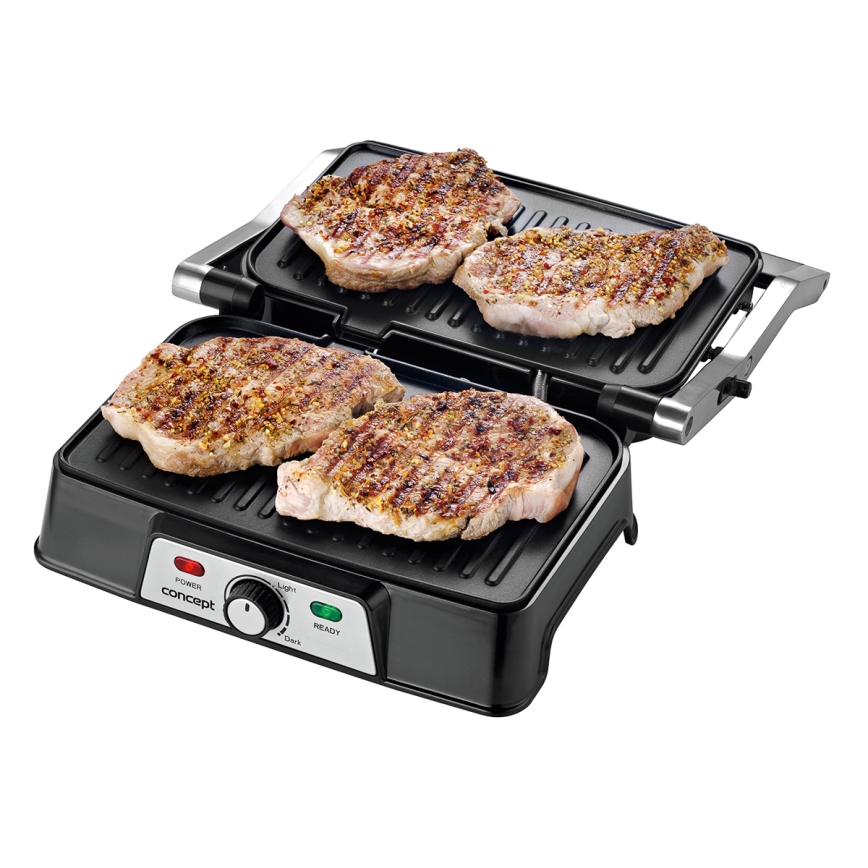 Concept ge2005 - Kontaktni roštilj 1500W/230V nerđajući čelik/crno