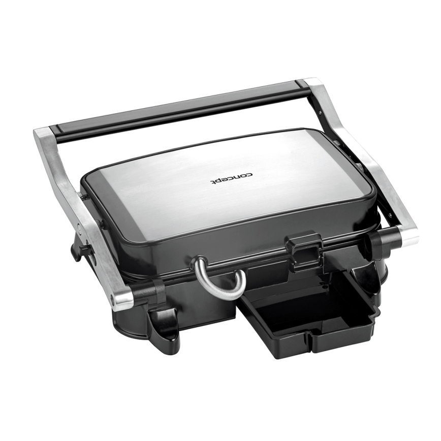 Concept ge2005 - Kontaktni roštilj 1500W/230V nerđajući čelik/crno