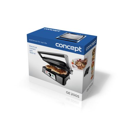 Concept ge2005 - Kontaktni roštilj 1500W/230V nerđajući čelik/crno