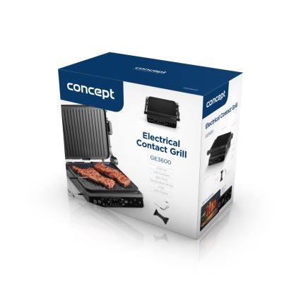 Concept ge3600 - Kontaktni roštilj sa temperaturnom sondom GLASS 2000W/230V crno